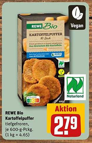 REWE Bio Kartoffelpuffer, 10 Stück, 600 g Packung, tiefgefroren