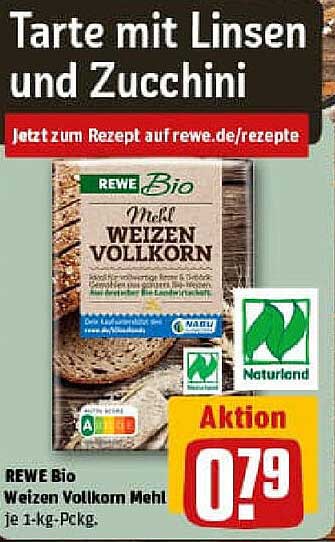 REWE Bio Weizen Vollkorn Mehl 1 kg