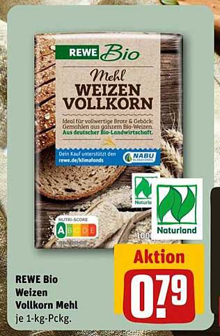 REWE Bio Weizen Vollkorn Mehl je 1-kg-Packung