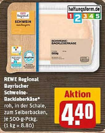 REWE Regional Bayrischer Schweine-Backbleberkäse 500 g