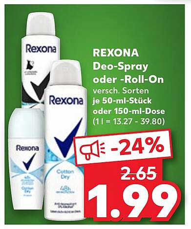 REXONA Deo-Spray oder -Roll-On verschieden, je 50-ml-Stück oder 150-ml-Dose