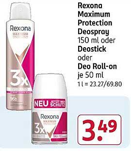 Rexona Maximum Protection Deospray 150 ml oder Deostick oder Deo Roll-on je 50 ml