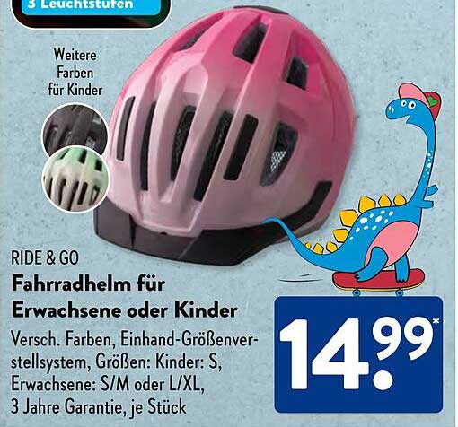 Ride & Go Fahrradhelm für Erwachsene oder Kinder