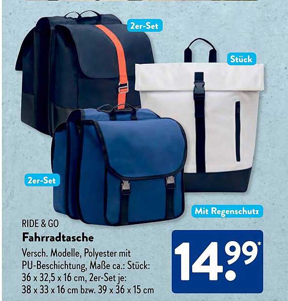 RIDE & GO Fahrradtasche - vielseitige Begleiter für Ihr Abenteuer