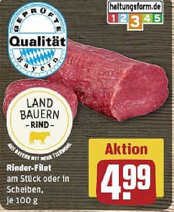 Rinder-Filet am Stück oder in Scheiben, je 100 g