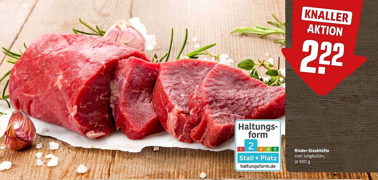 Rinder-Steakhüfte vom Jungbullen, je 100 g