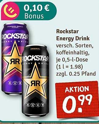 Rockstar Energy Drink, verschiedene Sorten, je 0,5-l-Dose