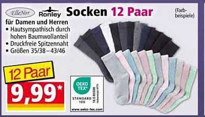 Ronley Socken 12 Paar für Damen und Herren