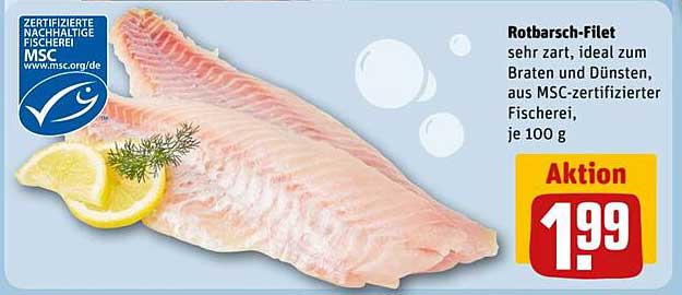 Rotbarsch-Filet, sehr zart, ideal zum Braten und Dünsten, aus MSC-zertifizierter Fischerei, je 100 g