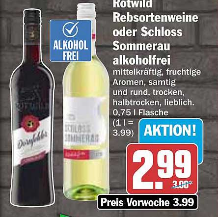 Rotwild Rebsortenweine oder Schloss Sommerau alkoholfrei