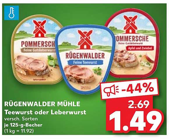 Rügenwalder Mühle Teewurst oder Leberwurst - versch. Sorten 125-g-Becher