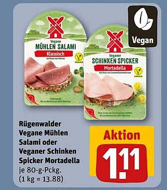 Rügenwalder Vegane Mühlen Salami oder Veganer Schinken Spicker Mortadella