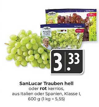 SanLucar Trauben hell oder rot, kernlos, 600 g