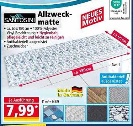 Santosini Allzweckmatte 65x180 cm - NEUES Motiv