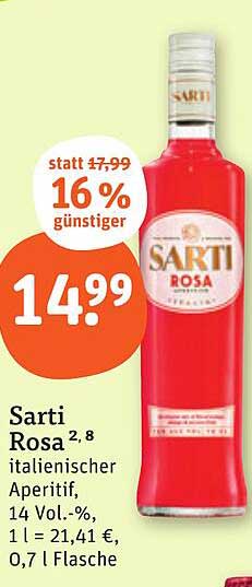 Sarti Rosa – italienischer Aperitif, 14 Vol.-%