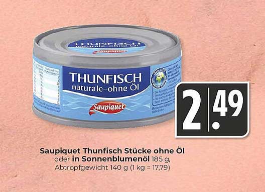 Saupiquet Thunfisch Stücke ohne Öl oder in Sonnenblumenöl 185 g