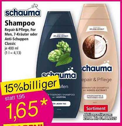 Schauma Shampoo - Repair & Pflege für Männer, 7-Kräuter oder Anti-Schuppen Classic, je 400 ml