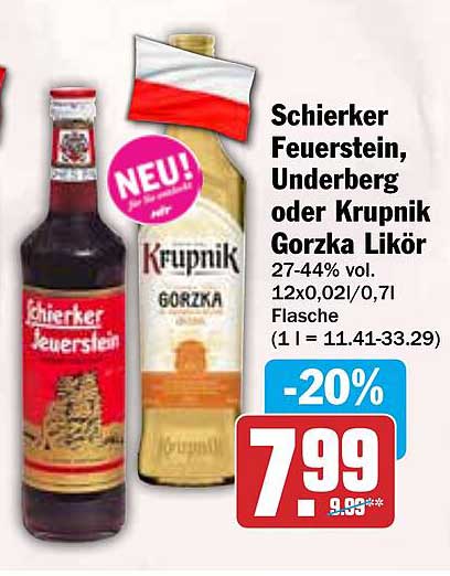 Schierker Feuerstein, Underberg oder Krupnik Gorzka Likör