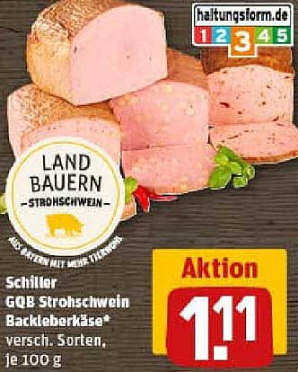 Schiller GQB Strohschwein Backleberkäse* verschiedene Sorten, je 100 g