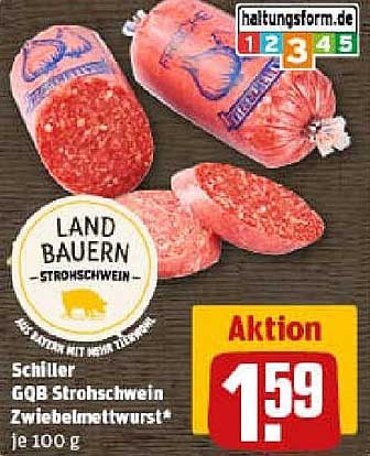 Schiller GQB Stroschwein Zwiebelmettwurst* je 100 g