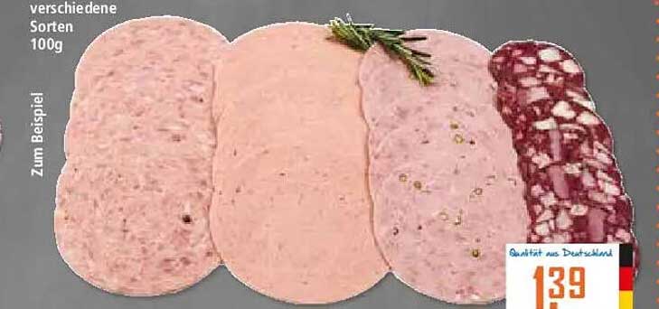 Schinkenaufschnitt in verschiedenen Sorten