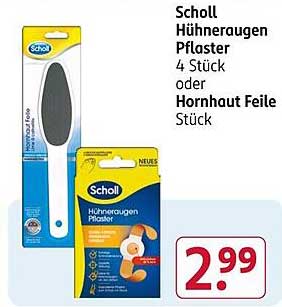 Scholl Hühneraugen Pflaster 4 Stück oder Hornhaut Feile Stück