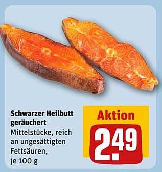 Schwarzer Heilbutt geräuchert, Mittelstücke, reich an ungesättigten Fettsäuren, je 100 g