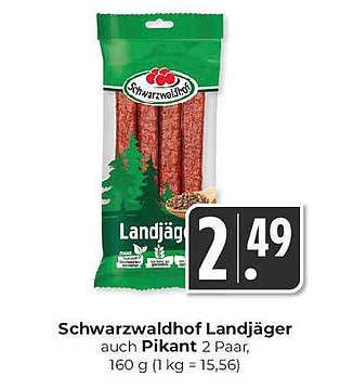 Schwarzwaldhof Landjäger auch Pikant 2 Paar, 160 g