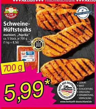 Schweine-Hüftsteaks mariniert, "Paprika" - 700 g