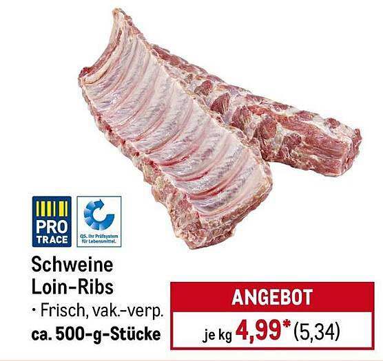 Schweine Loin-Ribs – Frisch, vakuumverpackt – ca. 500-g-Stücke