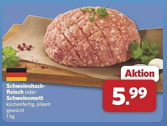 Schweinehackfleisch oder Schweinemett – küchenfertig, pikant gewürzt (1 kg)