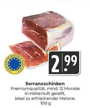 Serranoschinken – Premiumqualität, mind. 12 Monate gereift, 100 g