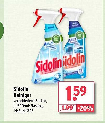 Sidolin Reiniger verschiedene Sorten, je 500-ml-Flasche