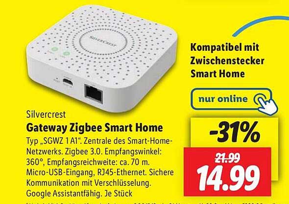 Silvercrest Gateway Zigbee Smart Home