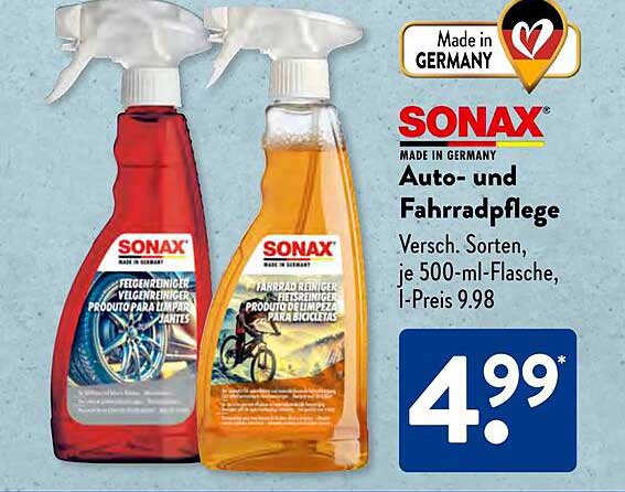 SONAX Auto- und Fahrradpflege für nur 4,99 €