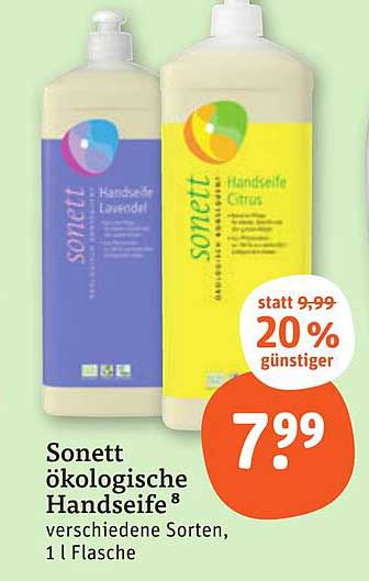 Sonett ökologische Handseife in verschiedenen Sorten