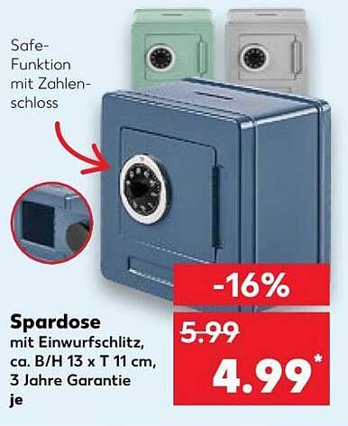 Spardose mit Einwurfsschlitz, ca. B/H 13 x T 11 cm, 3 Jahre Garantie je