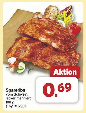 Spareribs vom Schwein, lecker mariniert - Aktion