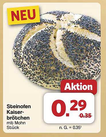 Steinofen Kaiserbrötchen mit Mohn