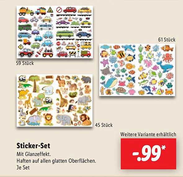 Sticker-Set mit Glanzeffekt - 3 verschiedene Motive