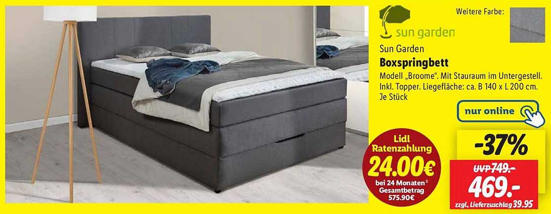 Sun Garden Boxspringbett Modell "Broome" mit Stauraum im Untergestell
