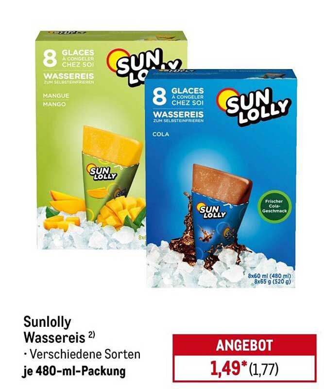 Sunlolly Wassereis - Verschiedene Sorten, je 480-ml-Packung