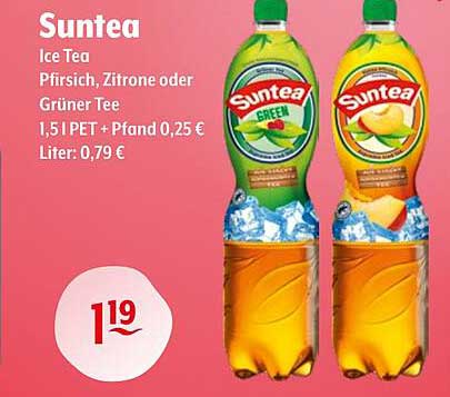 Suntea Ice Tea Pfirsich, Zitrone oder Grüner Tee