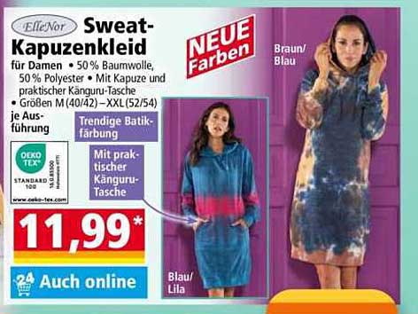 Sweat-Kapuzenkleid für Damen in neuen Farben