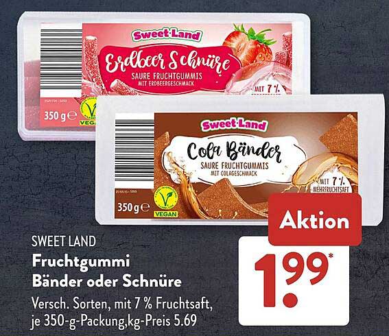 Sweet Land Fruchtgummi Bänder oder Schnüre