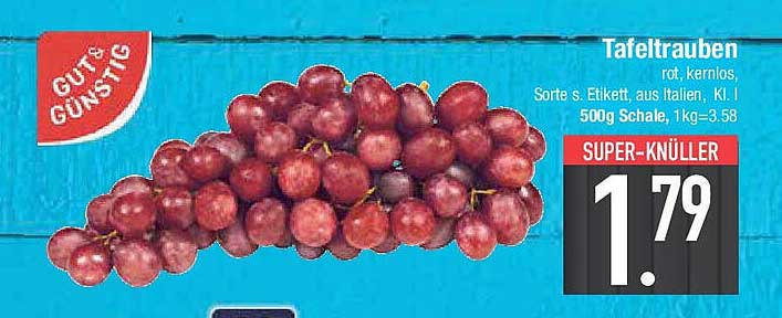 Tafeltrauben rot, kernlos - 500g Schale für nur 1,79 €