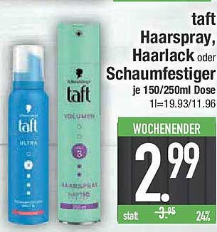 taft Haarspray, Haarlack oder Schaumfestiger je 150/250ml Dose