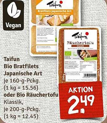 Taifun Bio Bratfilets Japanische Art oder Bio Räuchertofu Klassik