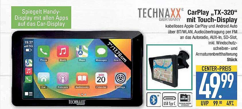 TECHNAXX CarPlay „TX-320“ mit Touch-Display
