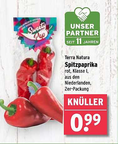 Terra Natura Spitzpaprika rot, Klasse I, aus den Niederlanden, 2er-Packung